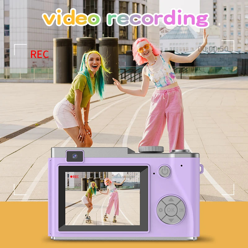 4K 64MP Digital Camera for Kids & Adults - Rechargeable Video Camcorder with 2.4 Inch Screen - Perfect for Beginners!