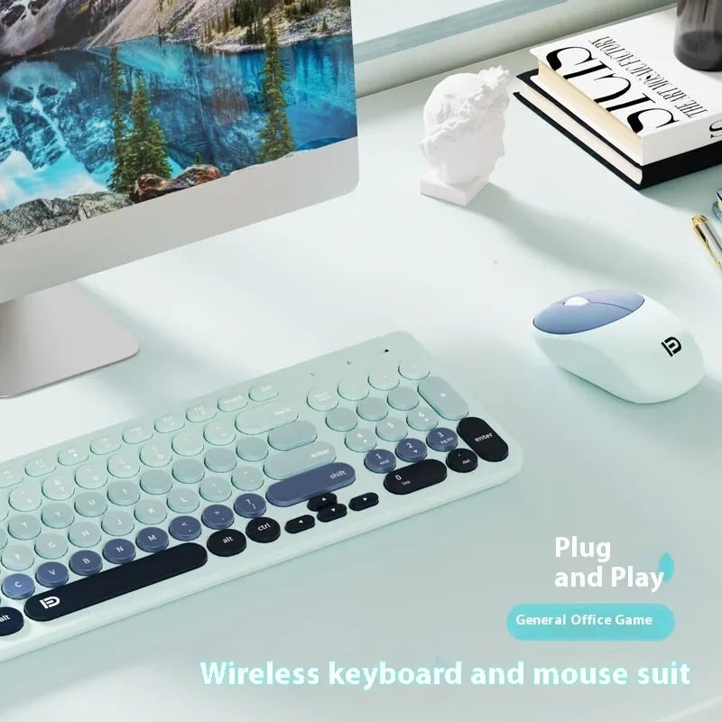 IK6632 Wireless Keyboard and Mouse Combo – Retro, Silent, Ultra-Thin, Ergonomic for PC and Laptop, perfect to work from home