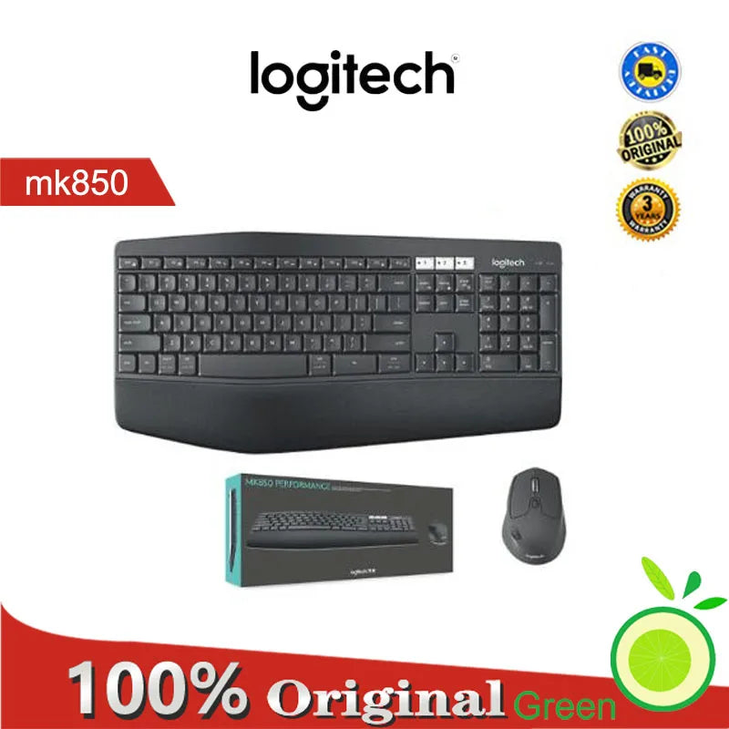 MK850 Wireless Keyboard and Mouse Combo – Bluetooth & 2.4G, Full-Size, for Home & Office