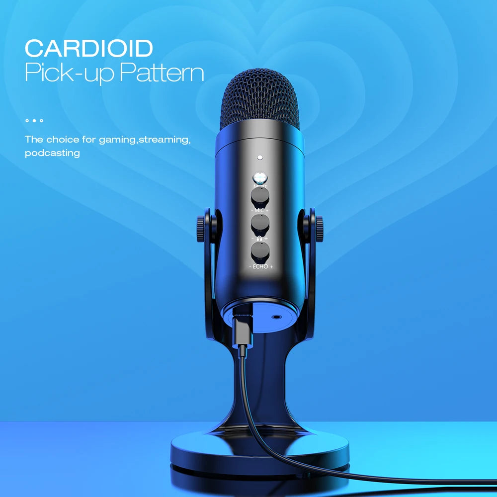 USB Microphone for PC Mac Gaming Recording Stream Podcast, Computer Condenser Mic with Phone Adapter Headphone Output