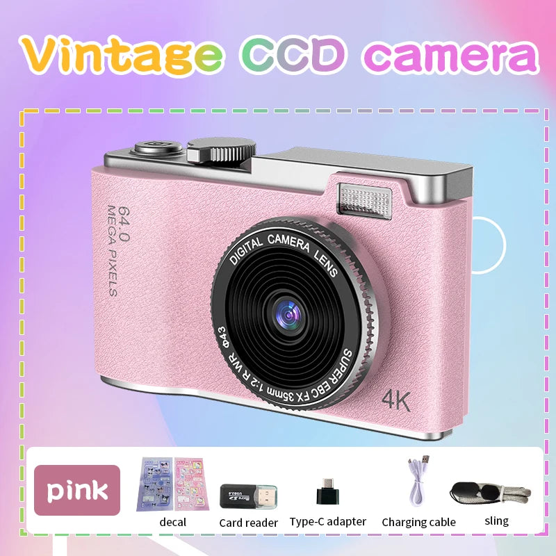 4K 64MP Digital Camera for Kids & Adults - Rechargeable Video Camcorder with 2.4 Inch Screen - Perfect for Beginners!