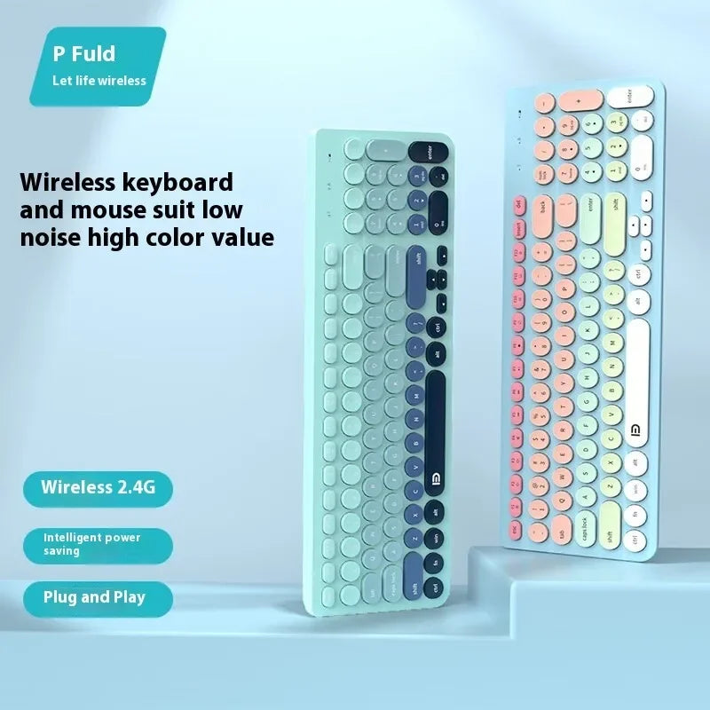 IK6632 Wireless Keyboard and Mouse Combo – Retro, Silent, Ultra-Thin, Ergonomic for PC and Laptop, perfect to work from home